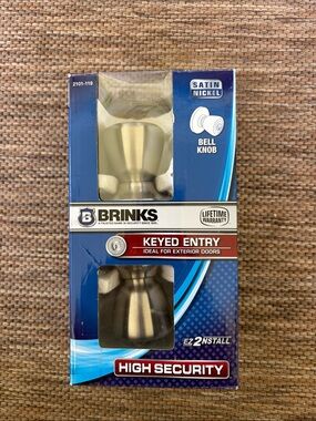 Brinks Satin Nickel Keyed Entry Bell Knob - Silver Finish